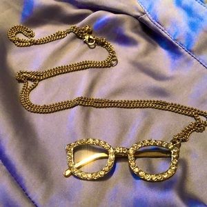 Diamond eye glasses design necklace
